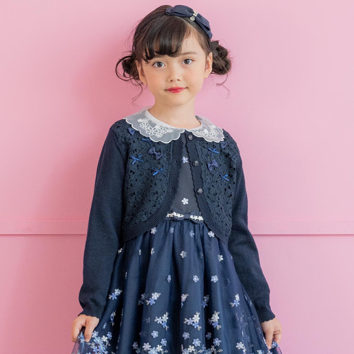 Mezzo Piano Kids Cardigan Japanese Mezzo Piano Cardigan Lace Knit Ribbon Bolero 2 Colors 