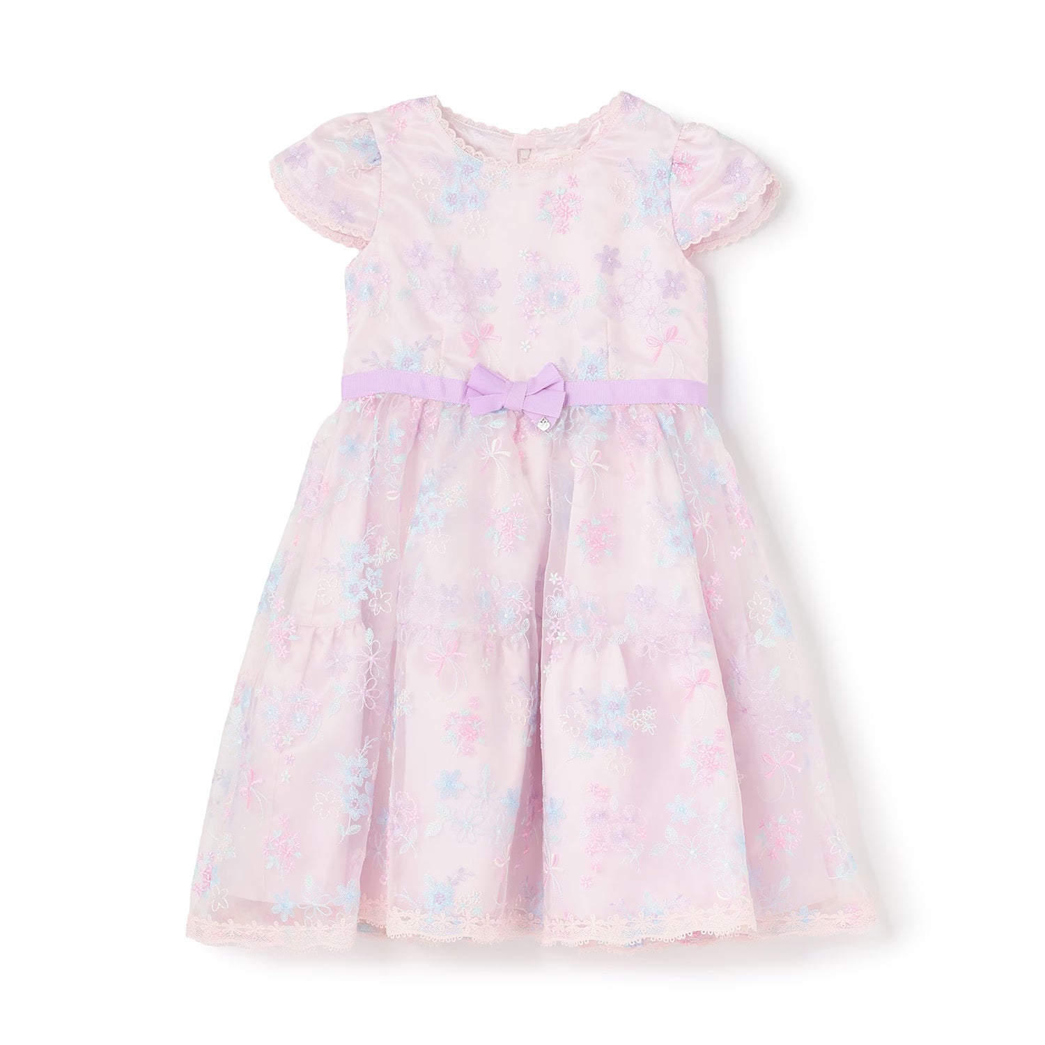 Mezzo Piano Kids Skirt Japanese Mezzo Piano Flower Motif Lace Embroidery One-Piece Dress in 2 Colors 