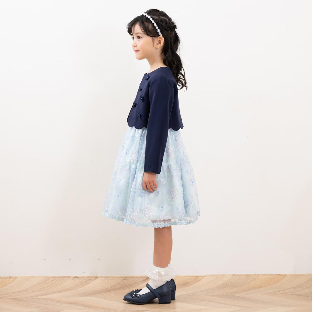 Mezzo Piano Kids Jacket Japanese Mezzo Piano Flower Motif Scallop Jacket 2 Colors 