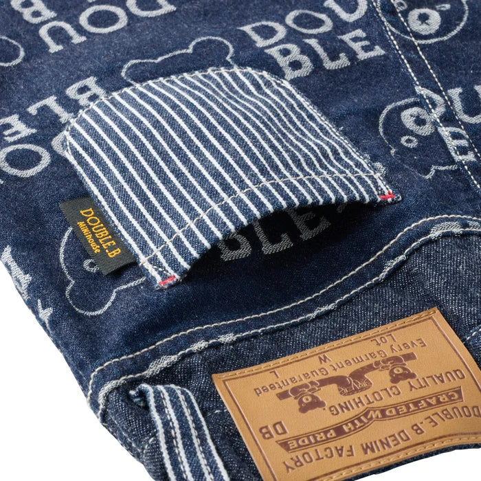 미키하우스 바지 일본 키즈 유아 청바지 자카드 데님 더블비 쿠마 디자인