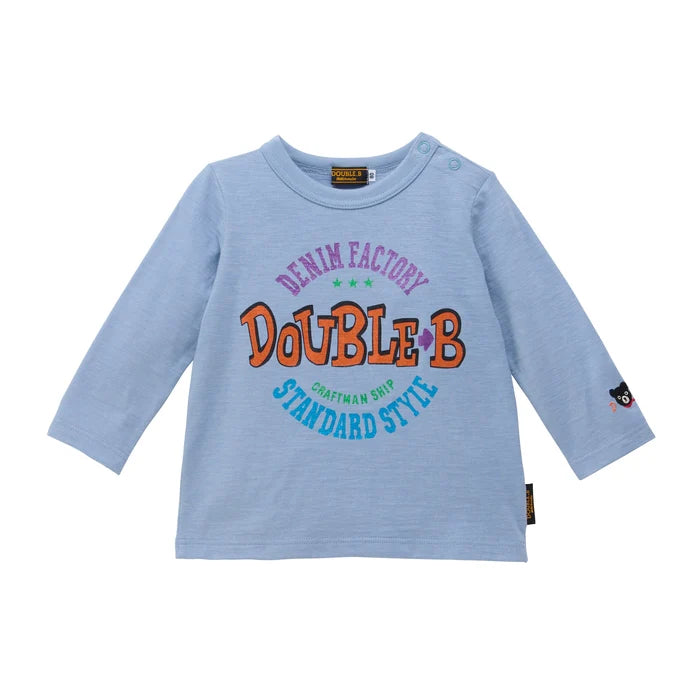 Mickey House Kids T-shirt Japanese Toddler Long Sleeve Double B Alphabet Logo 2 Colors 