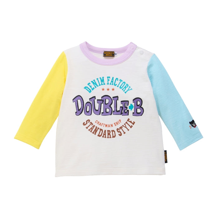 Mickey House Kids T-shirt Japanese Toddler Long Sleeve Double B Alphabet Logo 2 Colors 
