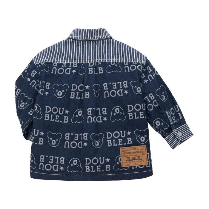 미키하우스 티셔츠 일본 키즈 유아 긴팔 셔츠 오리지널 자카드 데님 더블비 히코리