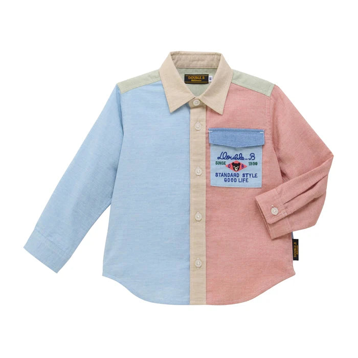 Mickey House Kids Shirt Japanese Toddler Long Sleeve Organic Cotton Double B Color Block Shirt 