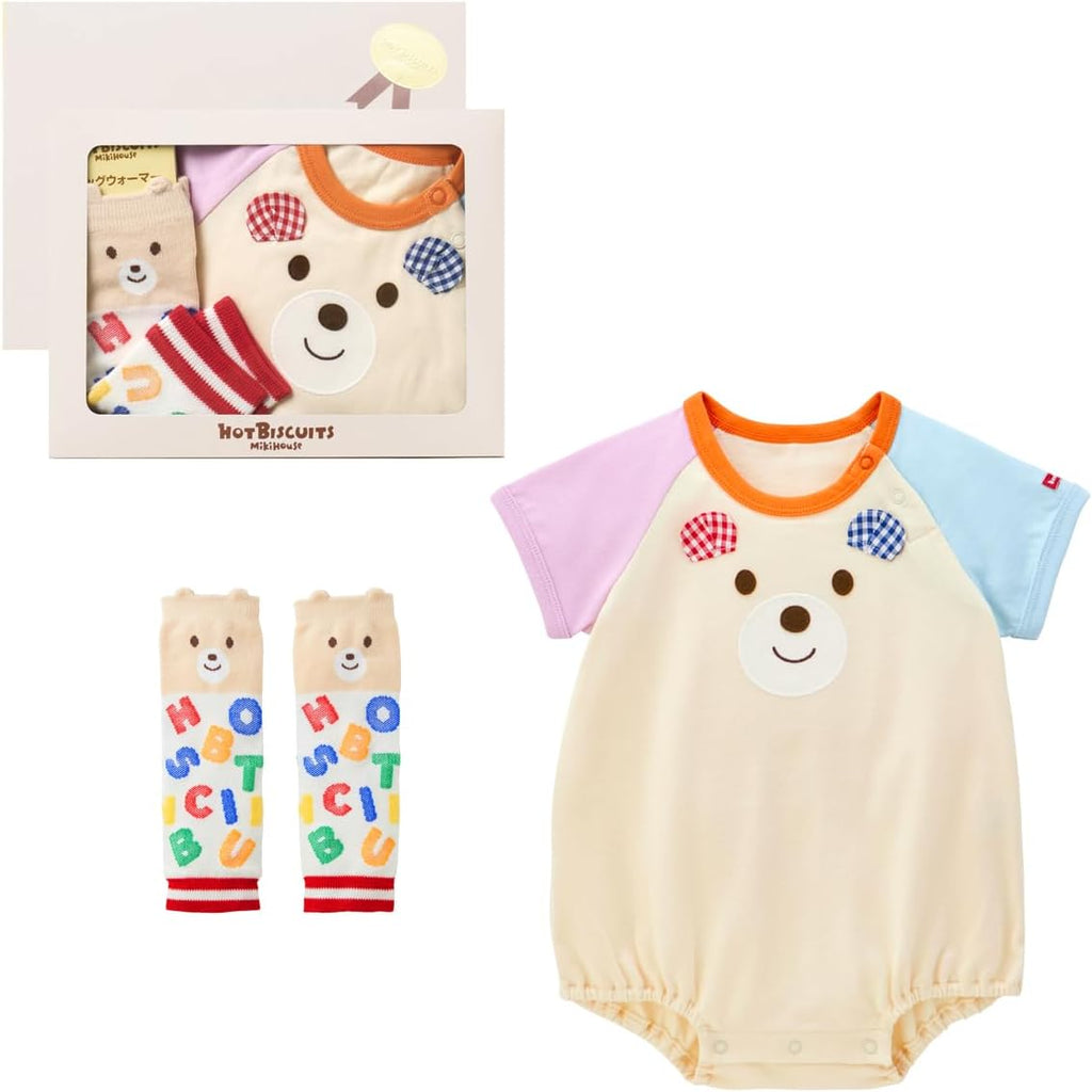 미키하우스 티셔츠 일본 아기 신생아 바디수트 핫비스킷 쇼트올 세트
