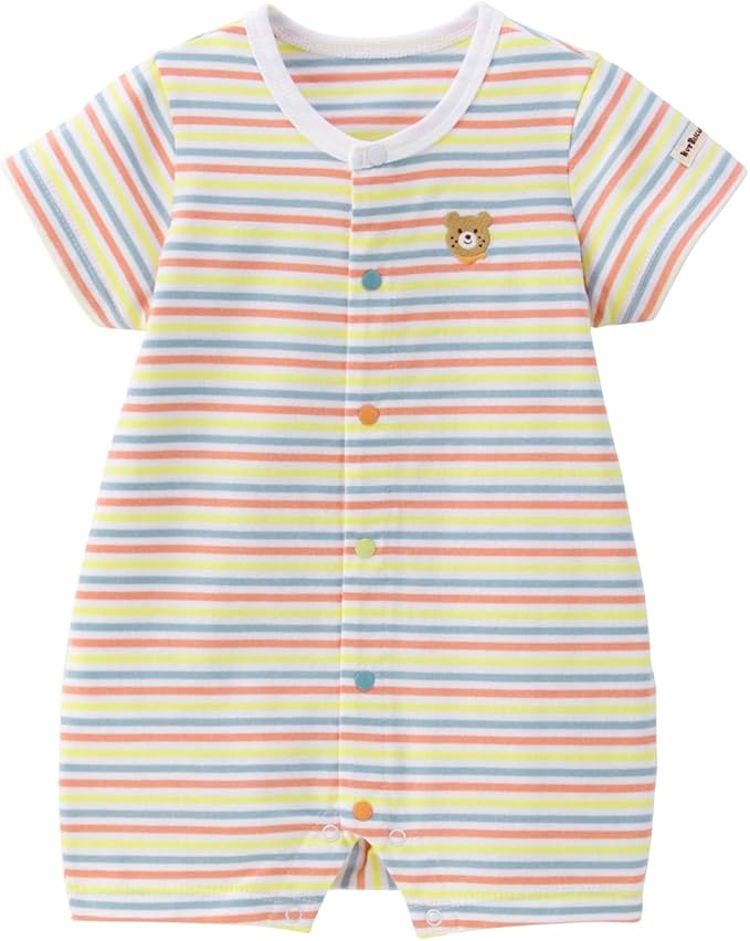 미키하우스 티셔츠 일본 바디수트 신생아 아기 핫비스킷 반팔 스트라이프 2컬러