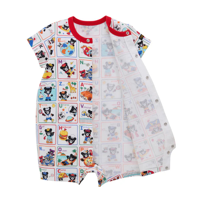 미키하우스 티셔츠 일본 유아 신생아 바디수트 알파벳 시리즈 쿠마 버전