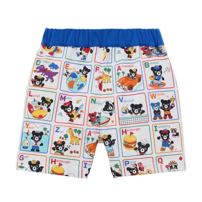 미키하우스 바지 일본 키즈 유아 반바지 5부 알파벳 문구 디자인