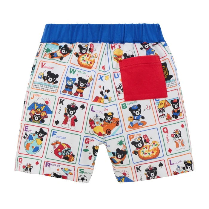 미키하우스 바지 일본 키즈 유아 반바지 5부 알파벳 문구 디자인