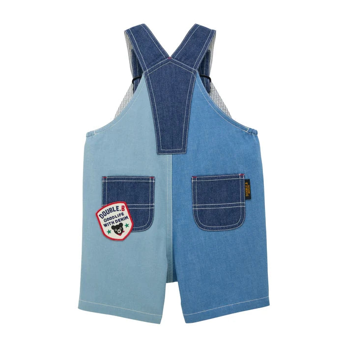 미키하우스 바지 일본 키즈 유아 멜빵바지 5부 오버올 팬츠 더블비 데님 2컬러