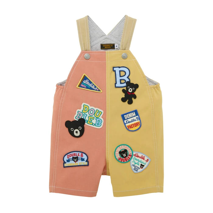 미키하우스 바지 일본 키즈 유아 멜빵바지 5부 오버올 팬츠 더블비 데님 2컬러