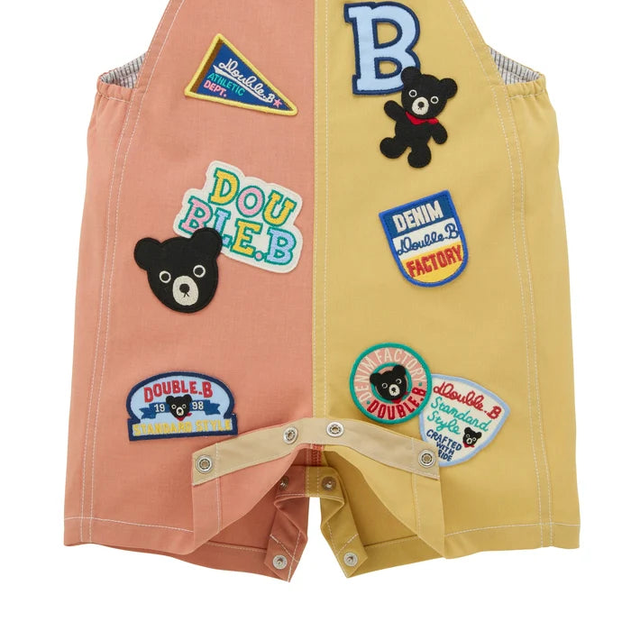 미키하우스 바지 일본 키즈 유아 멜빵바지 5부 오버올 팬츠 더블비 데님 2컬러