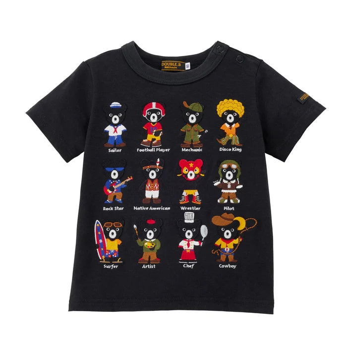 미키하우스 티셔츠 일본 키즈 반팔 블랙 쿠마 푸치 2컬러