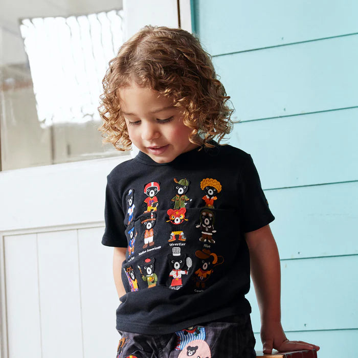 미키하우스 티셔츠 일본 키즈 반팔 블랙 쿠마 푸치 2컬러