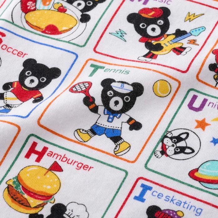 미키하우스 티셔츠 일본 키즈 유아 반팔티 알파벳 쿠로 쿠마 프린트 디자인