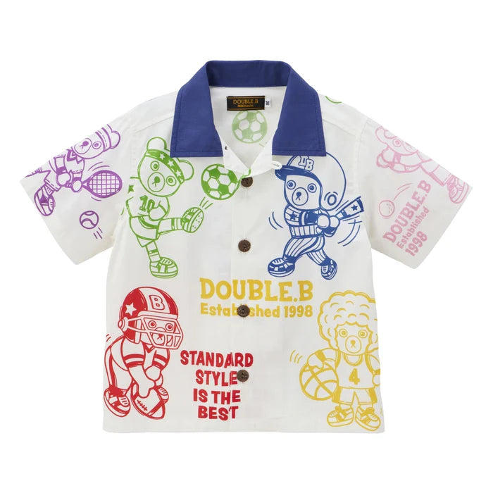 Mickey House Kids Shirts Japanese Toddler Short Sleeve Double B Hawaiian Print 5 Colors 