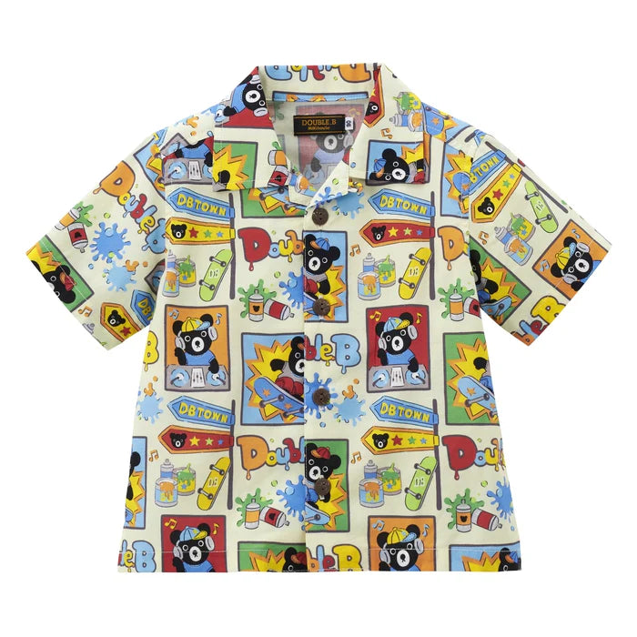 Mickey House Kids Shirts Japanese Toddler Short Sleeve Double B Hawaiian Print 5 Colors 