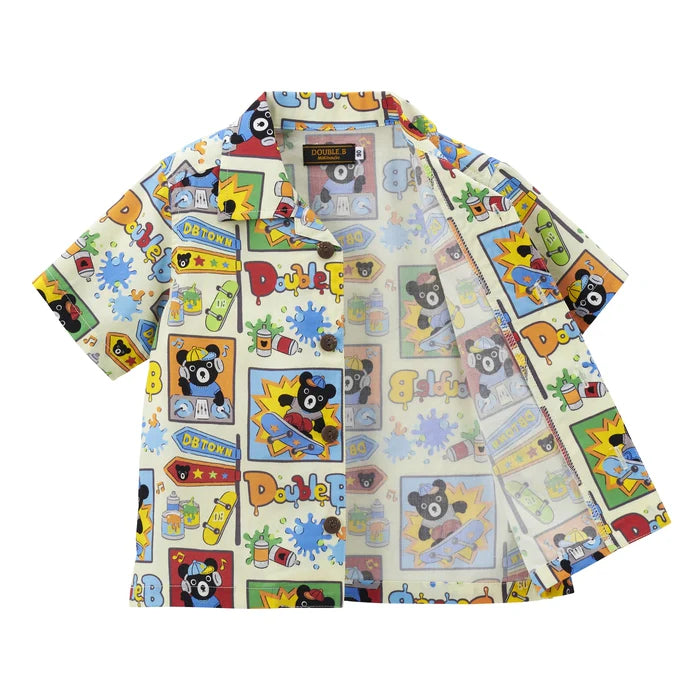 Mickey House Kids Shirts Japanese Toddler Short Sleeve Double B Hawaiian Print 5 Colors 