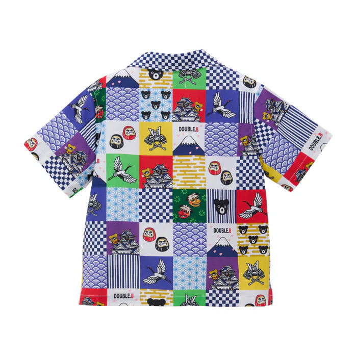 Mickey House Kids Shirts Japanese Toddler Short Sleeve Double B Hawaiian Print 5 Colors 