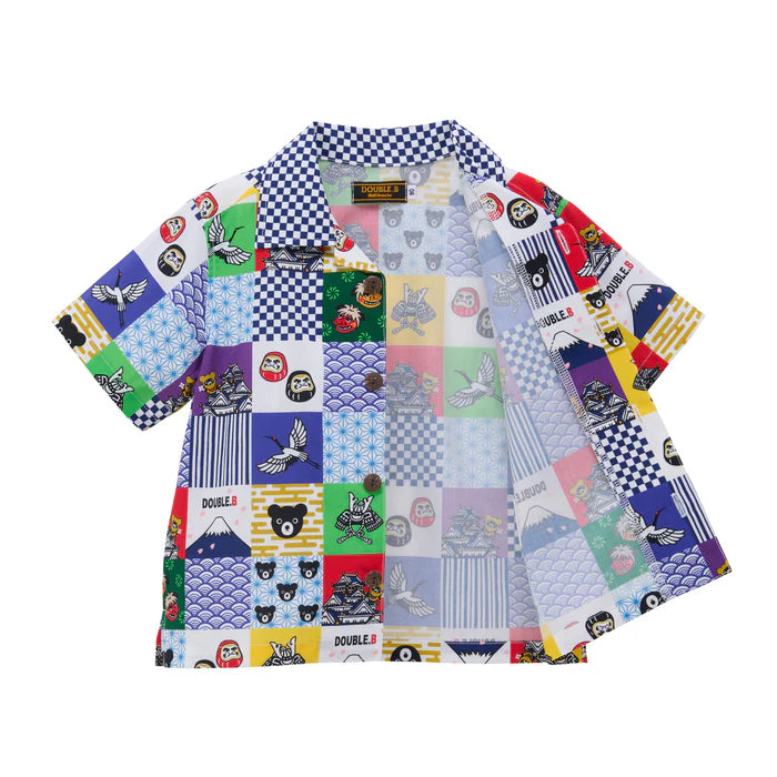 Mickey House Kids Shirts Japanese Toddler Short Sleeve Double B Hawaiian Print 5 Colors 