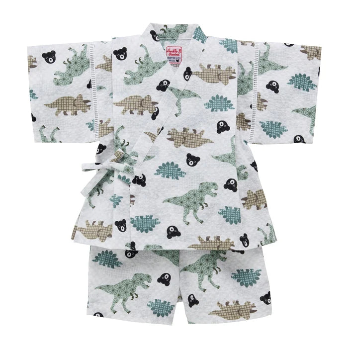 미키하우스 티셔츠 일본 키즈 유아 반팔 반바지 세트 공룡 테마 유카타 디자인