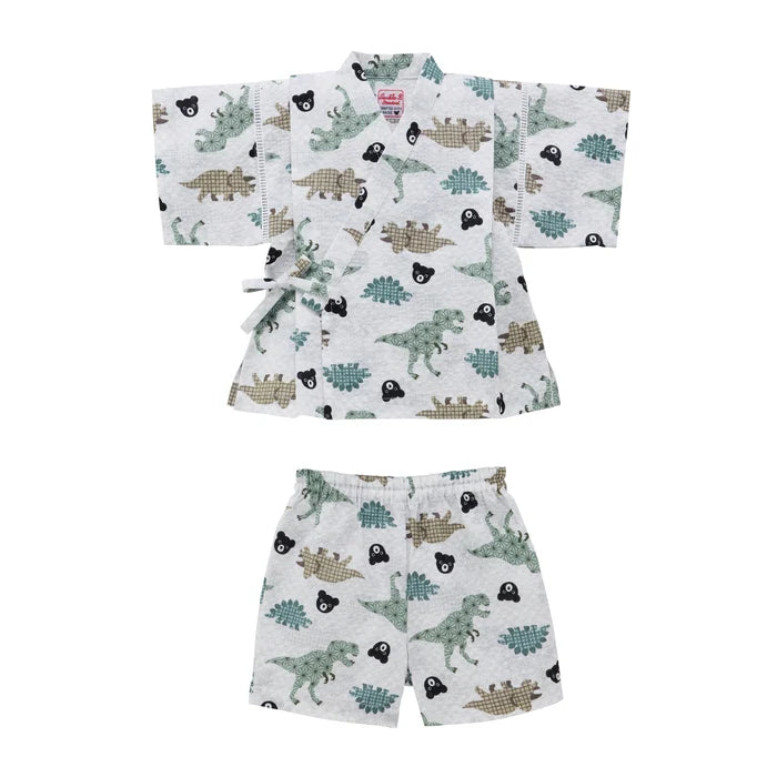 미키하우스 티셔츠 일본 키즈 유아 반팔 반바지 세트 공룡 테마 유카타 디자인