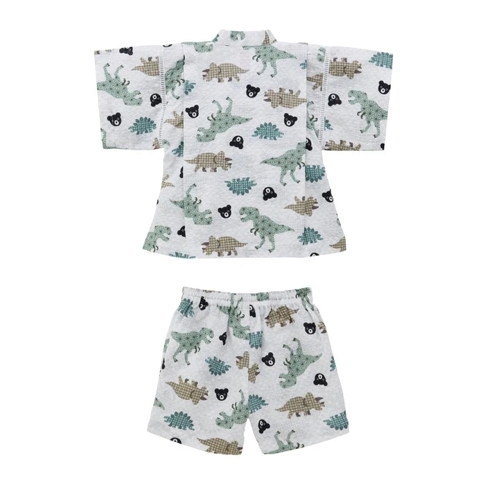 미키하우스 티셔츠 일본 키즈 유아 반팔 반바지 세트 공룡 테마 유카타 디자인