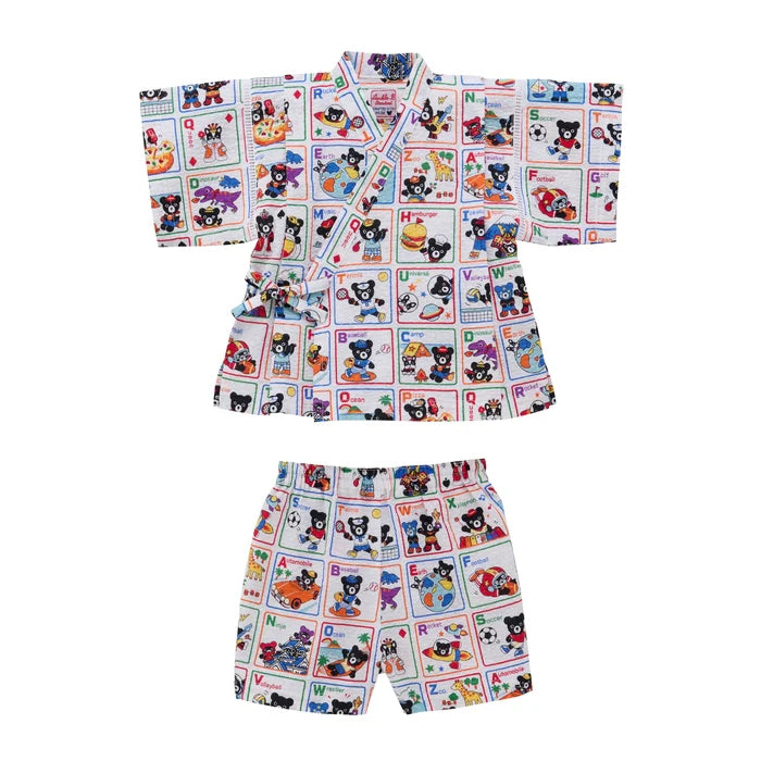 미키하우스 티셔츠 일본 키즈 유아 반팔 반바지 세트 알파벳 쿠마 카툰 디자인