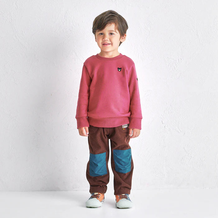 미키하우스 바지 일본 키즈 유아 긴바지 무릎 패치 프리스 팬츠 2컬러