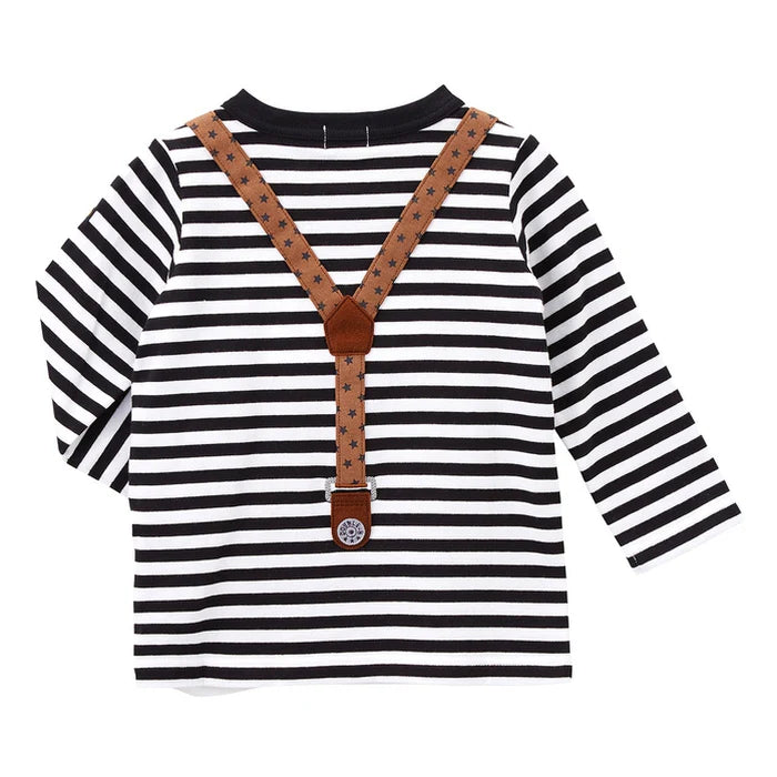 미키하우스 긴팔 티셔츠 일본 키즈 긴팔티  더블비 멜빵 블랙 쿠마 2컬러