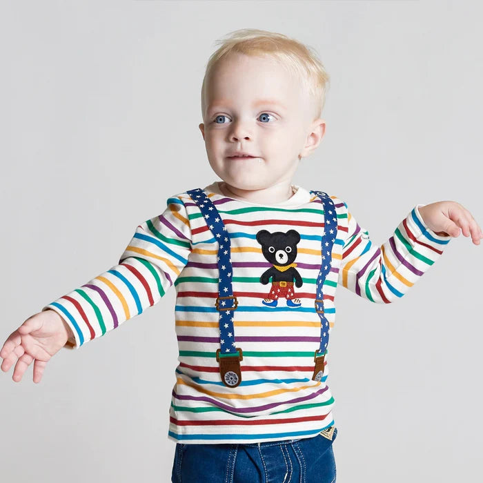 미키하우스 긴팔 티셔츠 일본 키즈 긴팔티  더블비 멜빵 블랙 쿠마 2컬러