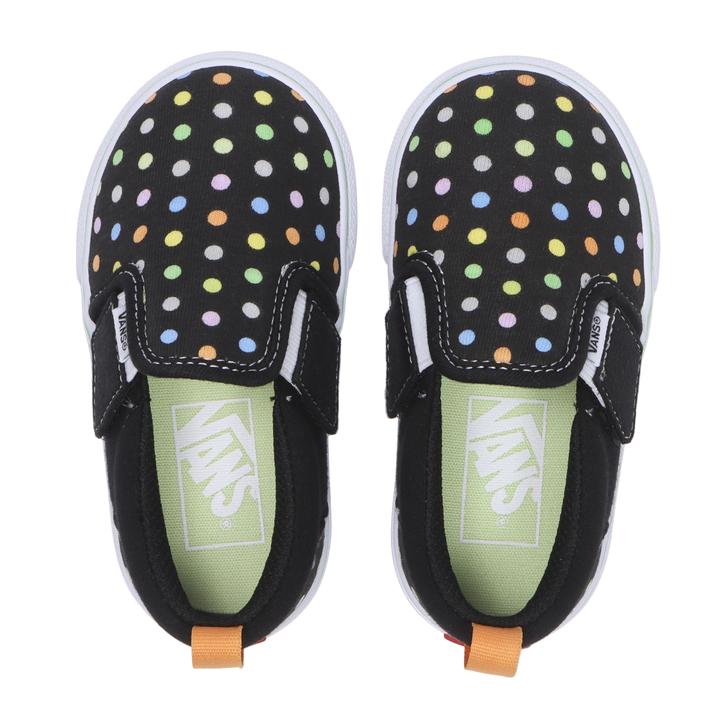 반스 키즈 신발 일본 슬립온 베이비 벨크로 도트 패턴 운동화 V98TDL 블랙