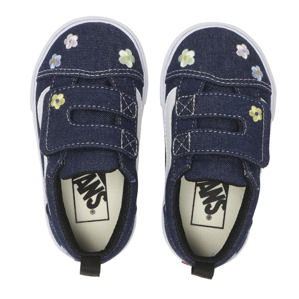 반스 키즈 신발 일본 토틀러 올드스쿨 플라워 패턴 스니커즈 V36TDL 데님