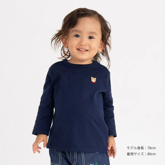 미키하우스 티셔츠 일본 키즈 긴팔 원포인트 자수 7컬러