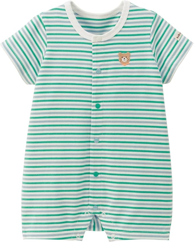 미키하우스 티셔츠 일본 바디수트 신생아 아기 핫비스킷 반팔 스트라이프 2컬러