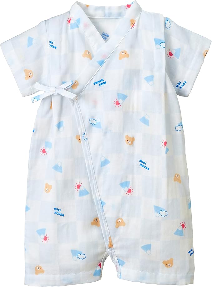 미키하우스 티셔츠 일본 바디수트 신생아 아기 반팔 진베이 유카타 디자인 4컬러