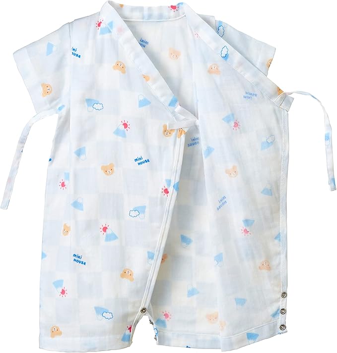 미키하우스 티셔츠 일본 바디수트 신생아 아기 반팔 진베이 유카타 디자인 4컬러