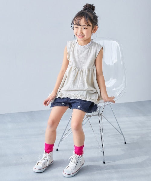 데비록 바지 일본 DEVIROCK 하트 꽃 자수 데님 반바지 5컬러
