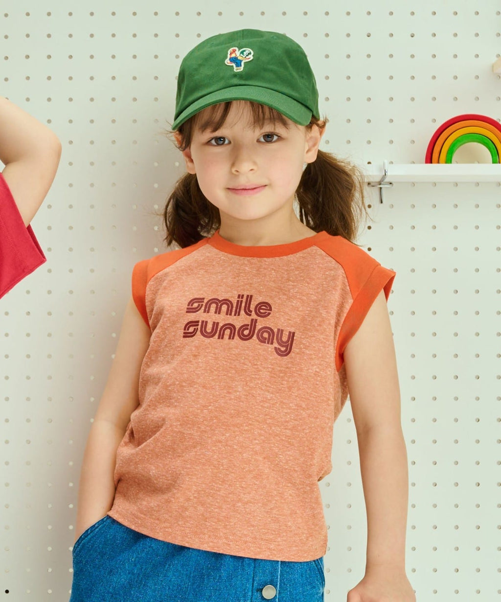 빔즈 키즈 티셔츠 일본 Beams 유아 반팔티 라글란 민소매 로고 디자인 2컬러