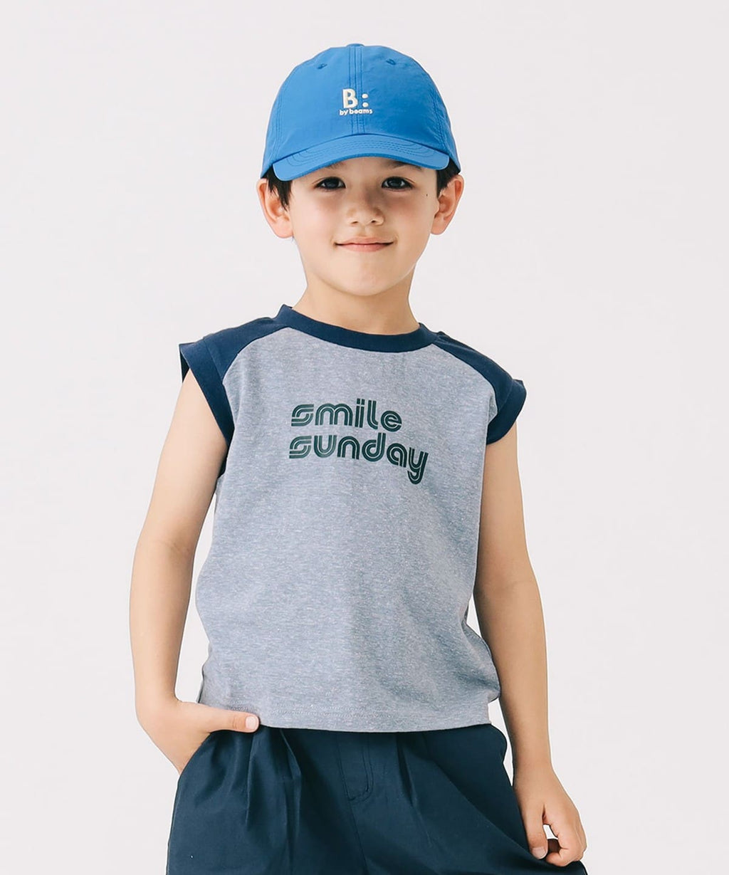 빔즈 키즈 티셔츠 일본 Beams 유아 반팔티 라글란 민소매 로고 디자인 2컬러