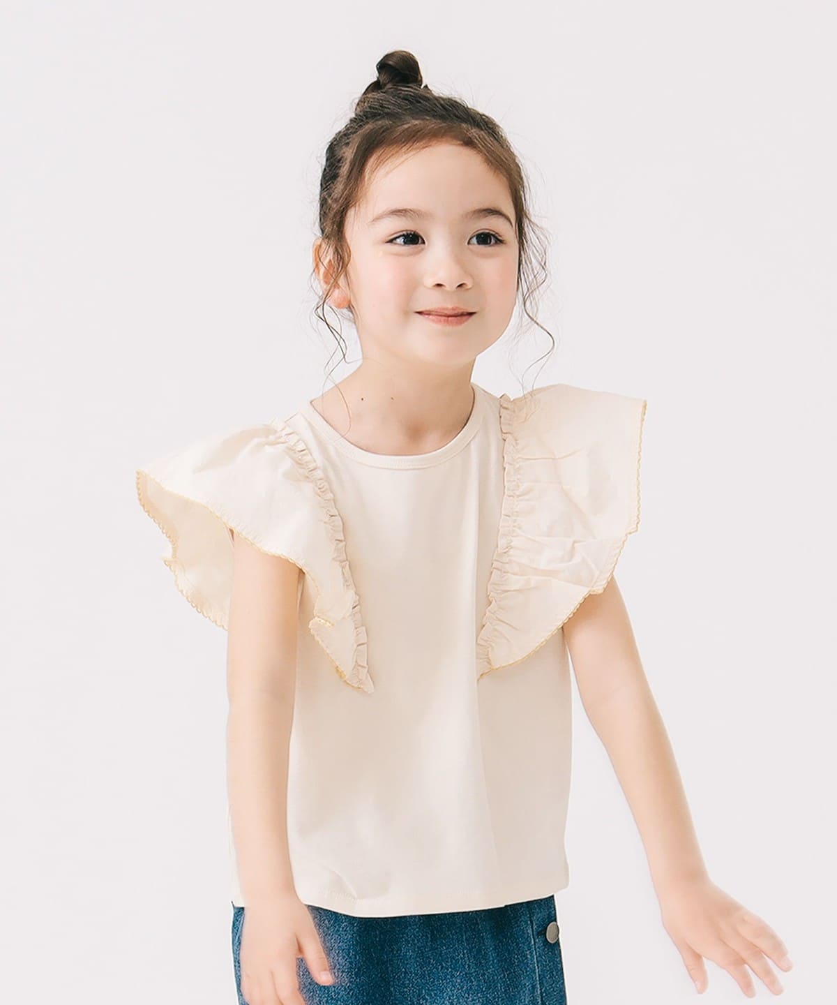 빔즈 키즈 티셔츠 일본 Beams 유아 반팔티 프릴 소매 풀오버 2컬러