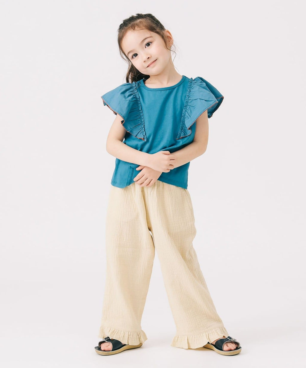 빔즈 키즈 티셔츠 일본 Beams 유아 반팔티 프릴 소매 풀오버 2컬러