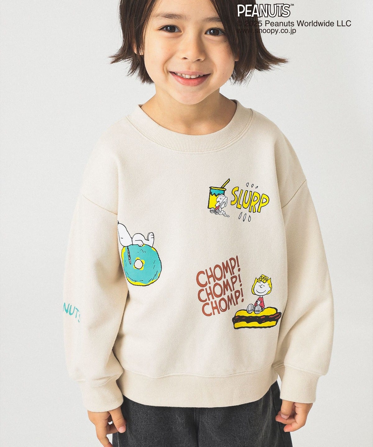 빔즈 키즈 티셔츠 일본 Beams 유아 맨투맨 스누피 피넛 프린트 2컬러