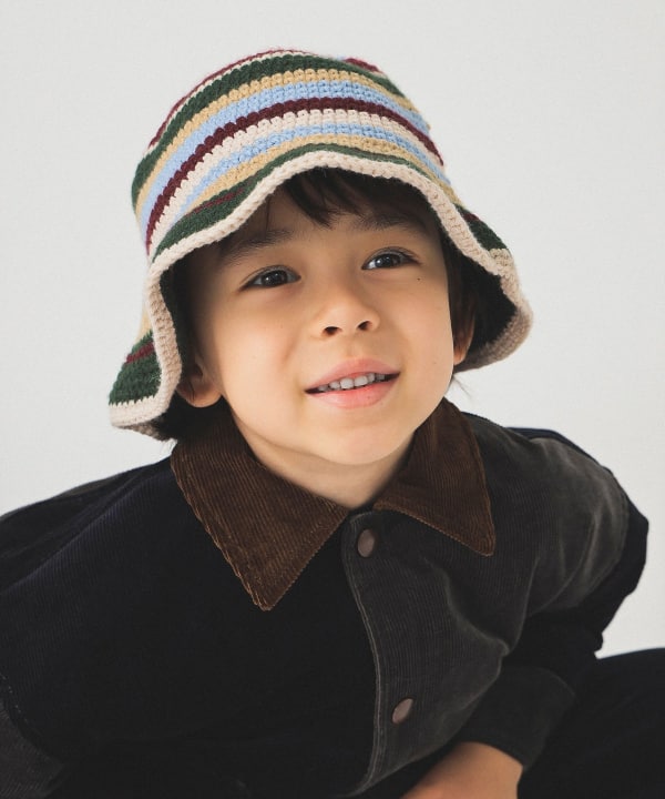 빔즈 키즈 모자 일본 버킷햇 멀티 크로쉐 니트 디자인 2컬러