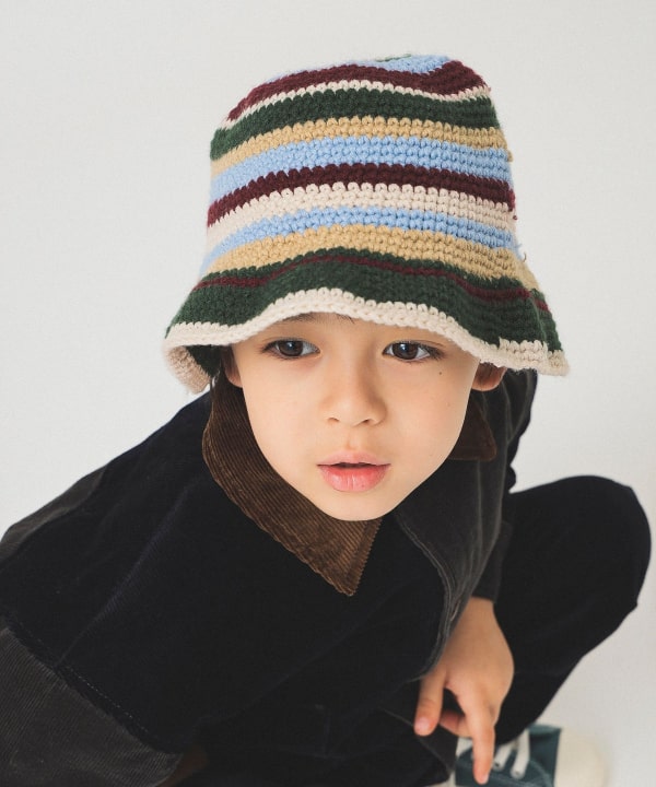 빔즈 키즈 모자 일본 버킷햇 멀티 크로쉐 니트 디자인 2컬러