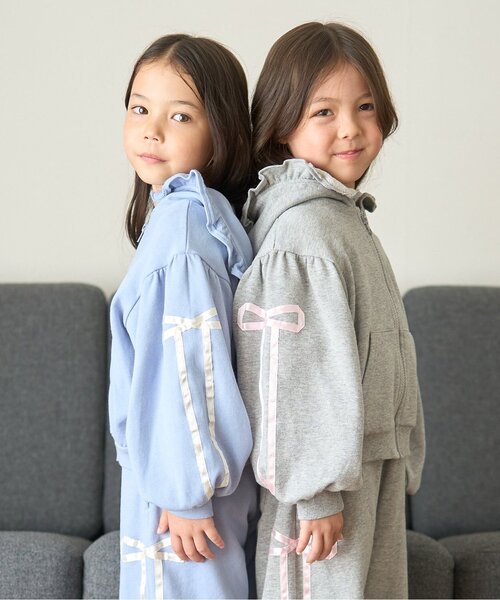 petit main 키즈 티셔츠 일본 쁘띠마인 유아 후드짚업 리본 라인풀 6컬러