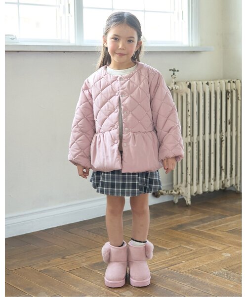 petit main 키즈 자켓 일본 쁘띠메인 유아 블루종 진주 퀼팅 페블럼 4컬러