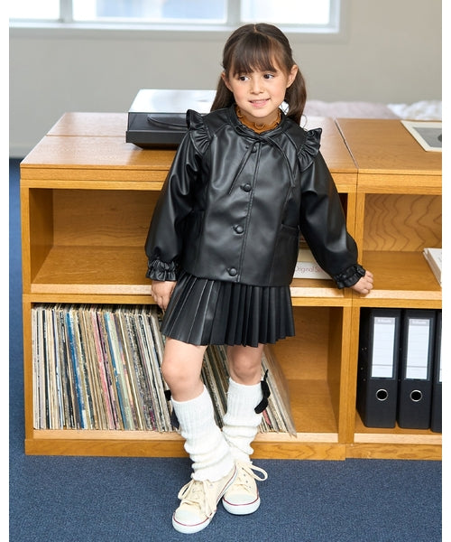 petit main 키즈 자켓 일본 쁘띠마인 유아 노카라 레자 프릴 디자인