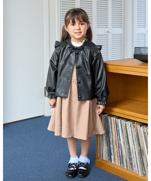 petit main 키즈 자켓 일본 쁘띠마인 유아 노카라 레자 프릴 디자인