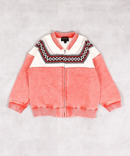 마키즈 키즈 자켓 일본 유아 점퍼 눈송이 디자인 짚업 스웨트 재킷 3컬러